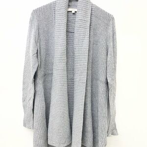 Loft Ribbed Open Front Cardigan Sweater In Heather Gray Women's Size Medium